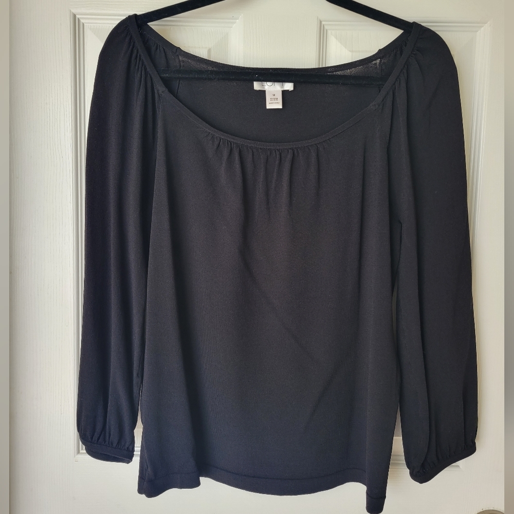 LOFT black top with wide neckline.